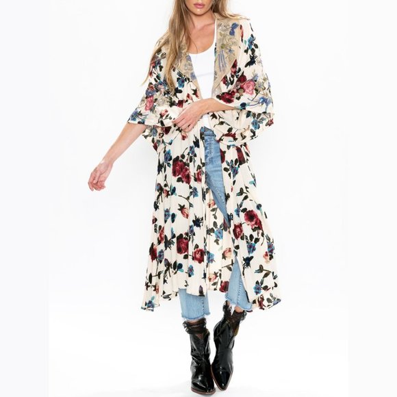Aratta Spectacular Kimono Dress NWT • Reg $249 • Floral Sequin Embroidery - Picture 3 of 7